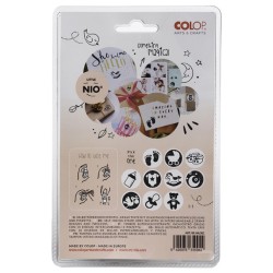 10 Babymotiv, svart, Colop A & C Little NIO gummistämplar med Handstans