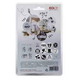 10 Bröllopsmotiv, svart, Colop A & C Little NIO gummistämplar med Handstans