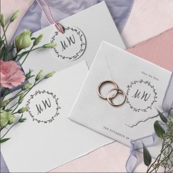 Bröllop svart, inkl. 52 bokst. 3 Monogram clearstämplar med Handstans