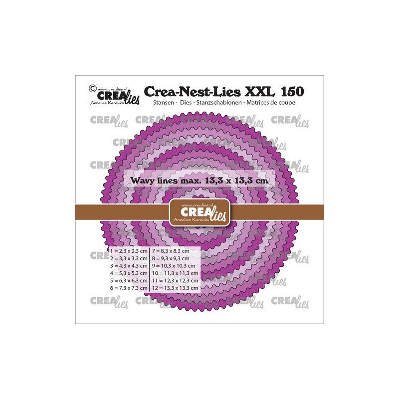 Crealies Crea-Nest-Lies XXL Circles with wavy lines CLNestXXL150 13,3x13,3 cm