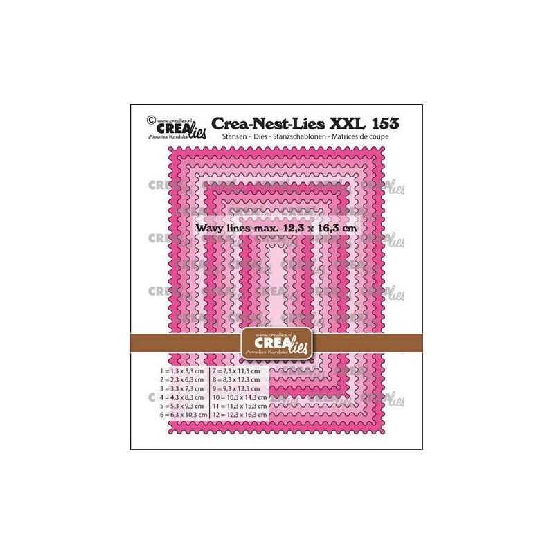 Crealies Crea-Nest-Lies XXL Rectangles with wavy lines CLNestXXL153 12,3x16,3 cm