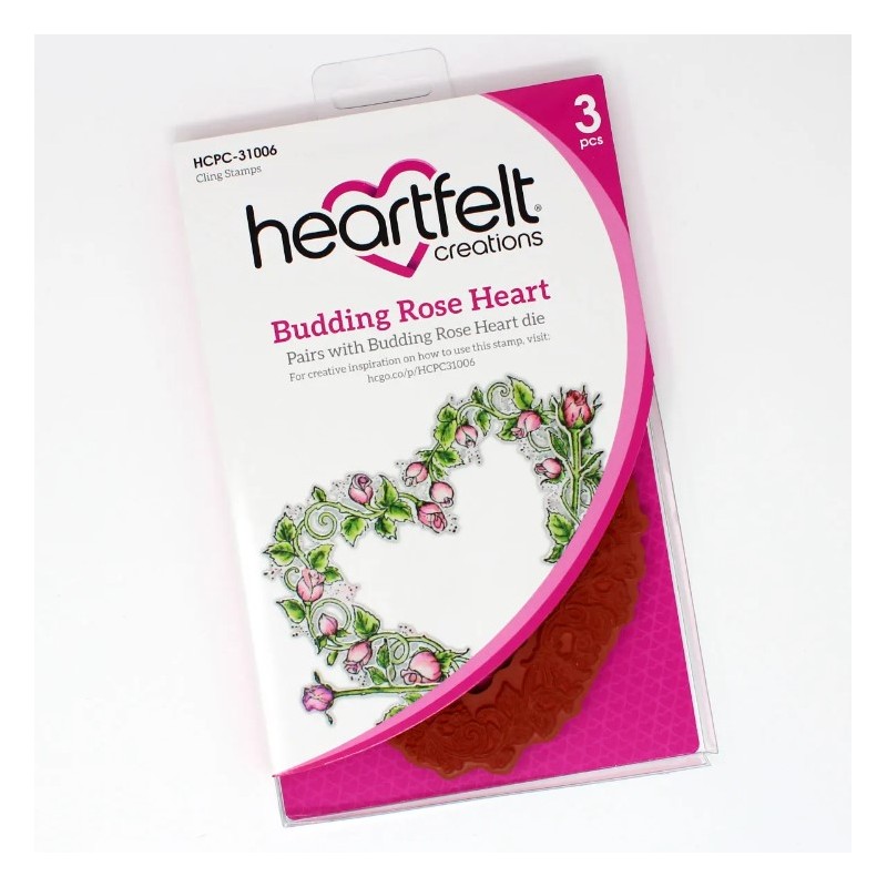 Heartfelt Budding Rose Heart Cling Stamp Set + Die set