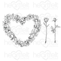 Heartfelt Budding Rose Heart Cling Stamp Set + Die set