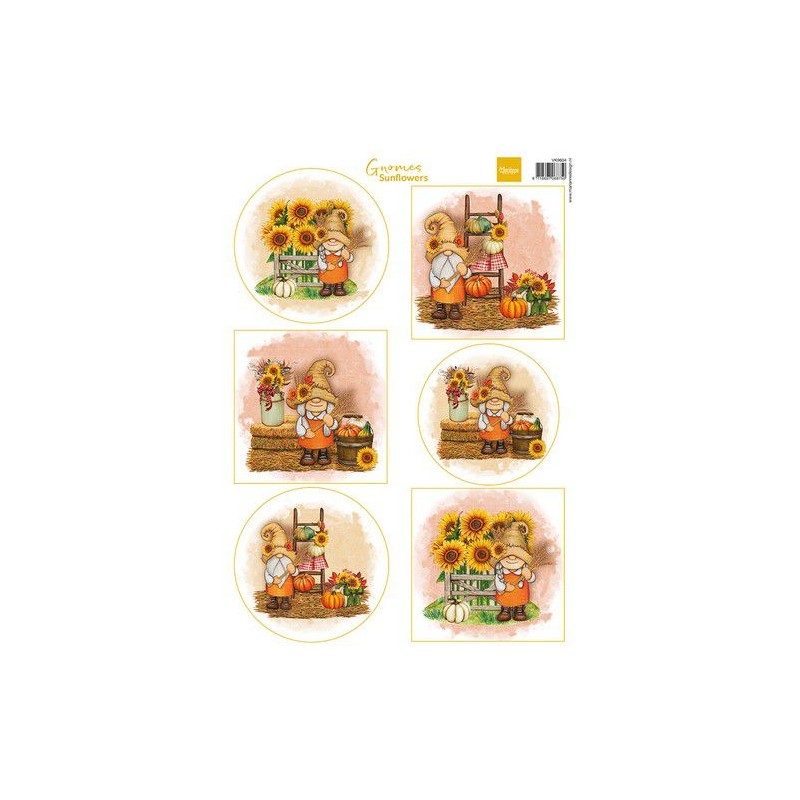 Marianne D Decoupage Gnomes - Sunflowers VK9604 A4