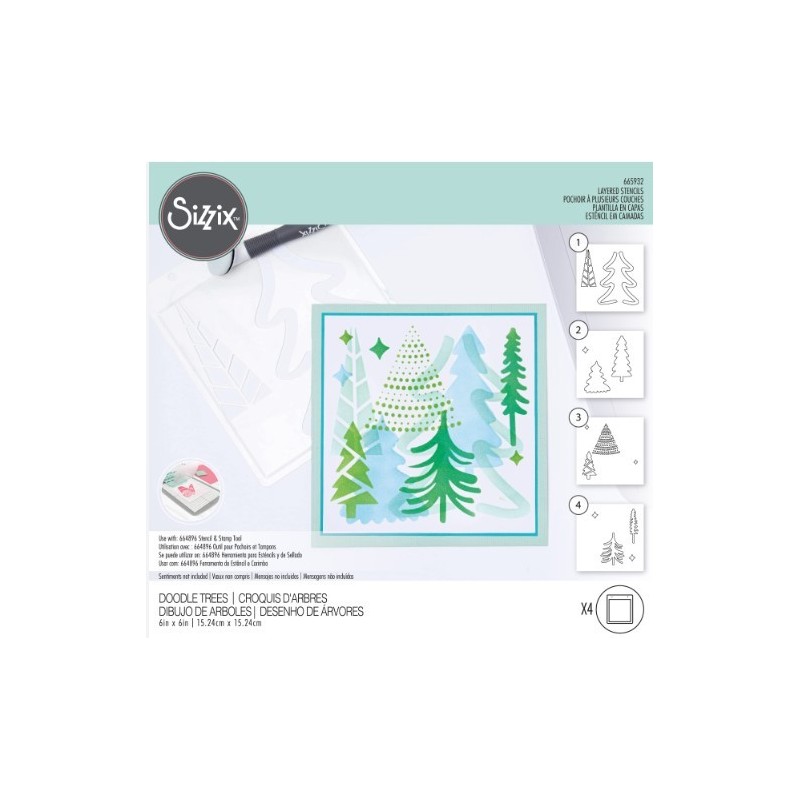 Sizzix • Layered Stencils Doodle Trees 4pieces