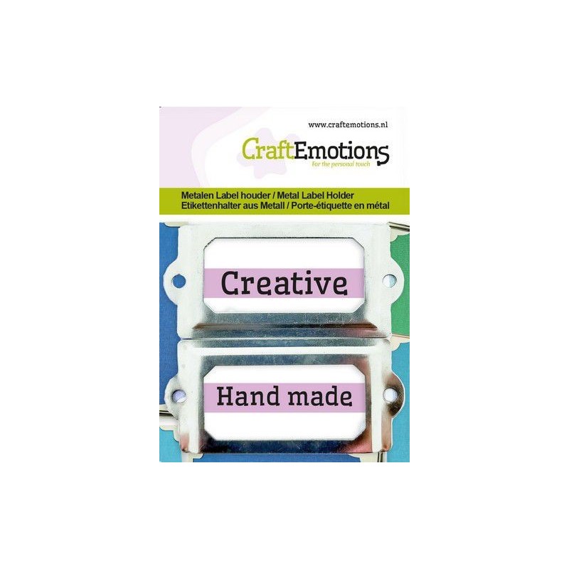 CraftEmotions Metal label holder large - silver 2 pcs 32x70mm