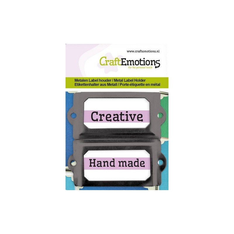 CraftEmotions Metal label holder large - black 2 pcs 32x70mm