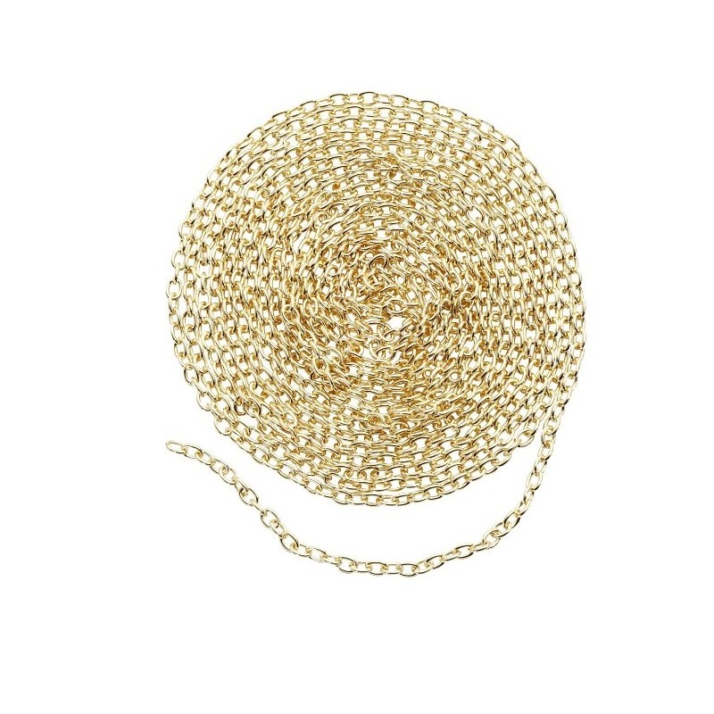 Kedja 1 Förp., 2 M, B: 2 mm, Förgylld Gold/ Guld