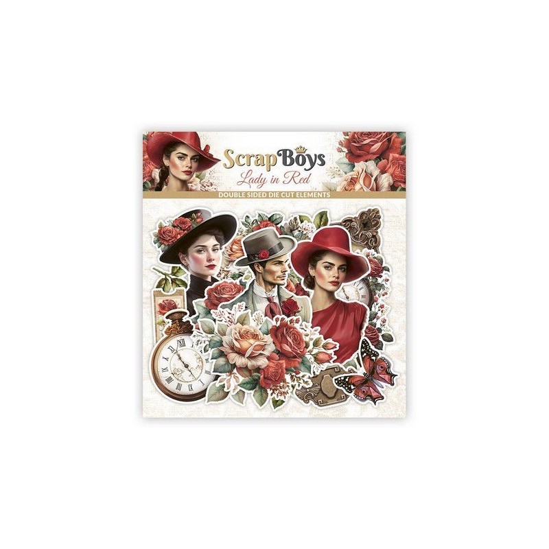 ScrapBoys Lady in Red Die cut elements LARE-12 190gr 47pcs