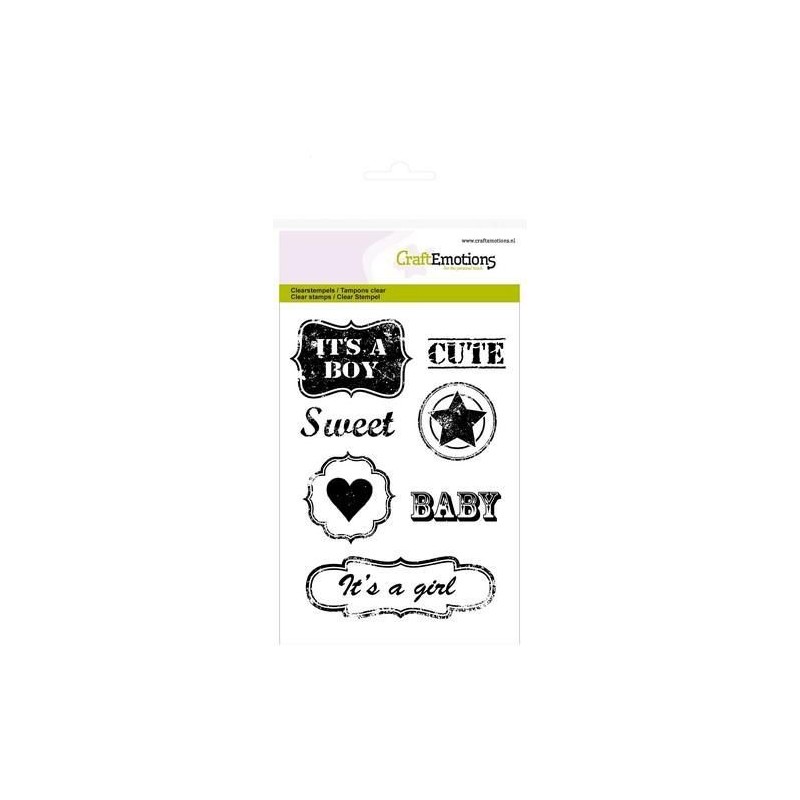 CraftE clearstamps A6 - vintage baby text labels (ENG) Lovely Baby