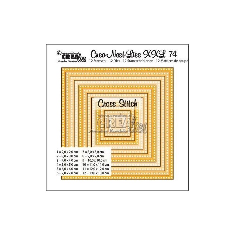 Crealies Crea-Nest-Lies XXL no 74 cross stitch squares max. 13x13 cm / CLNestXXL74