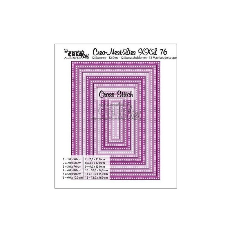Crealies Crea-Nest-Lies XXL no 76 cross stitch rectangles max. 12x16 cm / CLNestXXL76