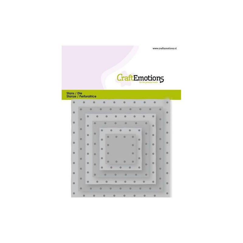 CraftEmotions Die - squares vintage - rivets Card 11x9cm - 2,8-9,1cm