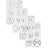 Stickers Kalendersiffror 1 Förp., 4 Ark, Dia. 40 mm, 9x14 cm, SILVER / Vit