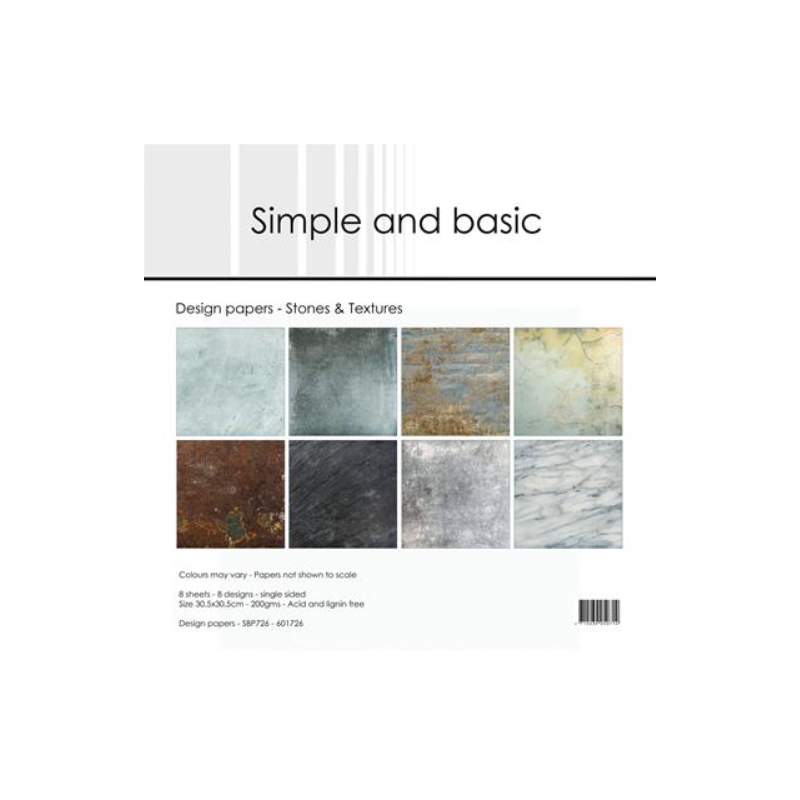 Simple and Basic Design Papers 12x12 "Stones & Texture" SBP726