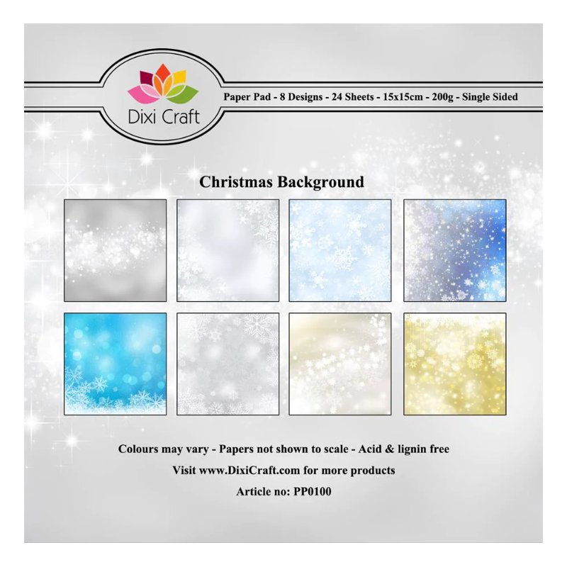 DIXI CRAFT PAPIRSBLOK 15X15CM “Christmas Background” PP0100