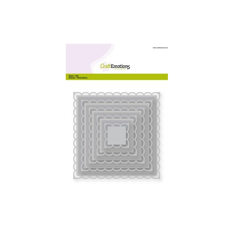 CraftEmotions Big Die - squares scalop XL open Card
