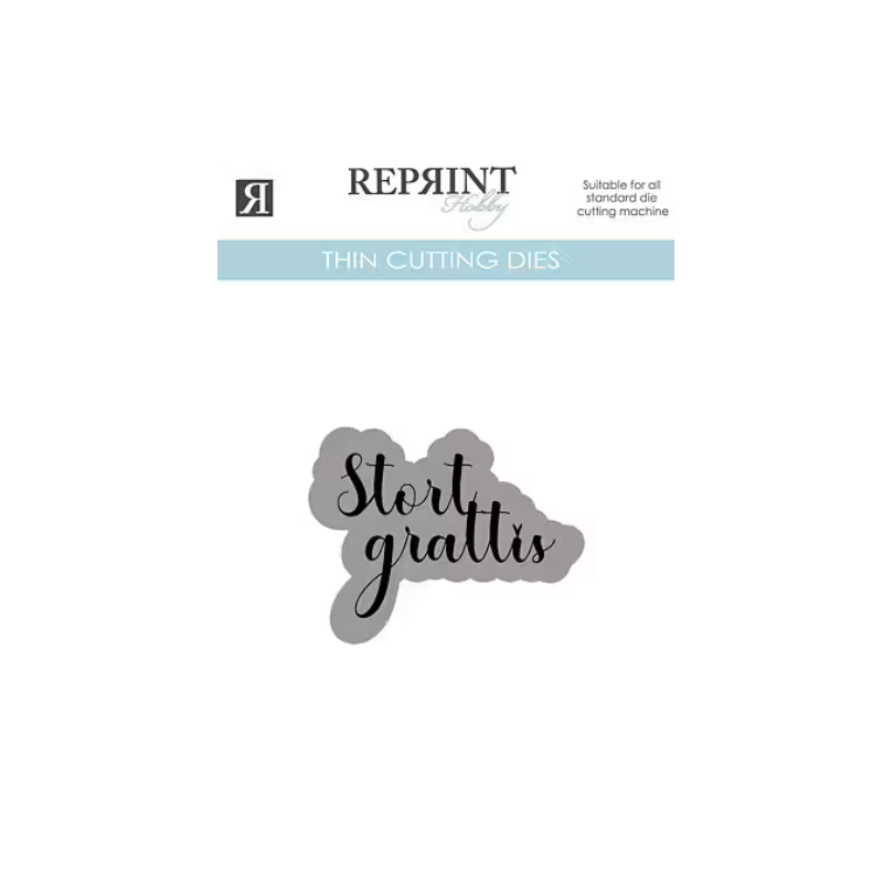 Reprint Dies Stort Grattis med bakgrund - 50 mm  RD054