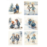 Reprint Papper Klippark - Children playing in the snow - A4