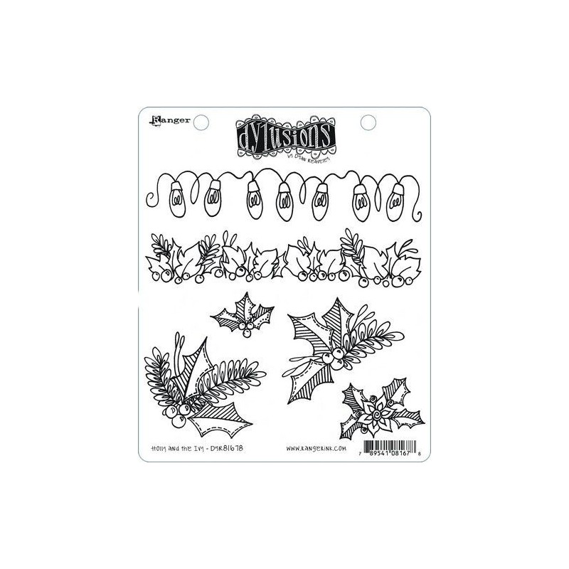 Ranger Dylusions Cling Stamp Set Christmas Holly and the Ivy DYR81678 Dyan Reaveley
