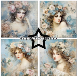 Paper Favourites Paper Pack "Vintage Ladies - Blue" PF269