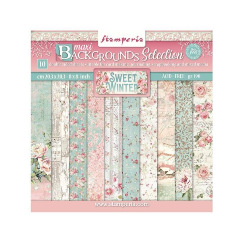 Stamperia 8x8" Sweet winter 10 olika dubbelsidiga ark