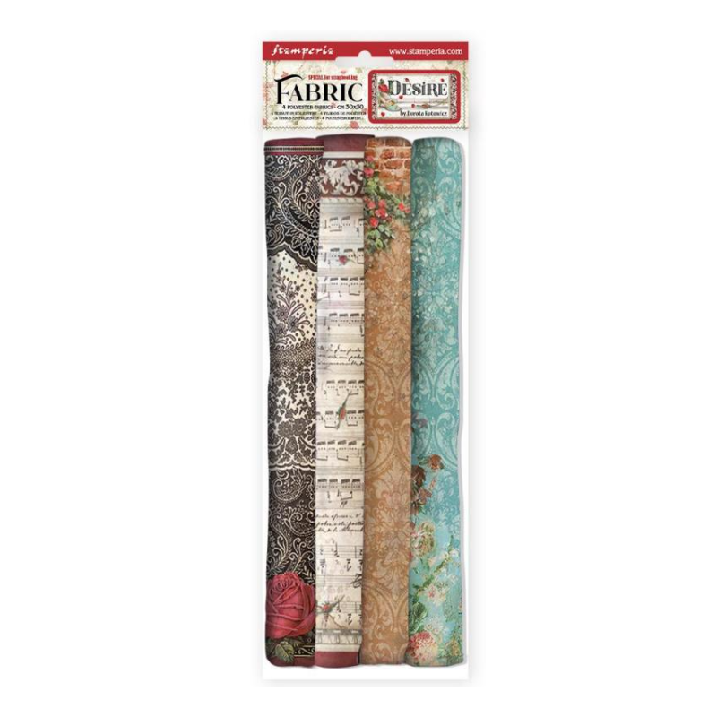 Stamperia TYG Pack 4 sheets fabric cm 30x30 - Desire