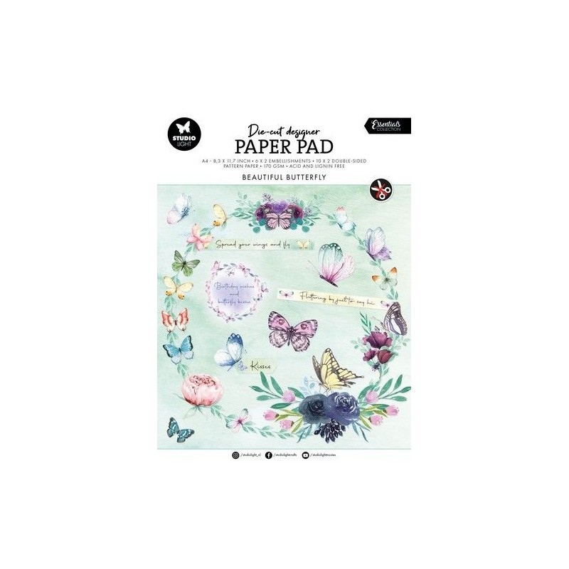 Studio Light Die-cut Paper Pad Beautiful butterfly Ess. nr.146 SL-ES-DCPP146 294x210x9mm