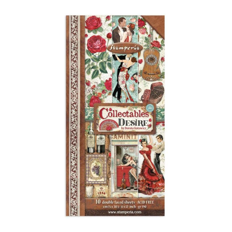 Stamperia Collectables 10 sheets 15x30,5 (6”x12”) - Desire SBBV18