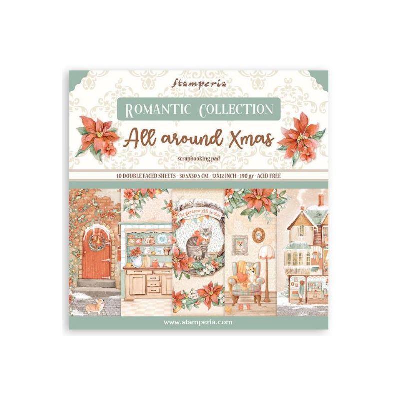 Stamperia Pad 10 sheets cm 30,5x30,5 (12"x12") - All Around Christmas