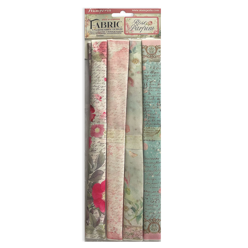 Stamperia Pack 4 sheets fabric cm 30x30 - Rose parfum TYG