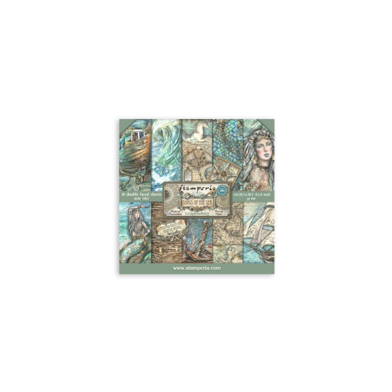 Stamperia Small Pad 10 sheets cm 20,3X20,3 (8"X8") - Songs of the Sea