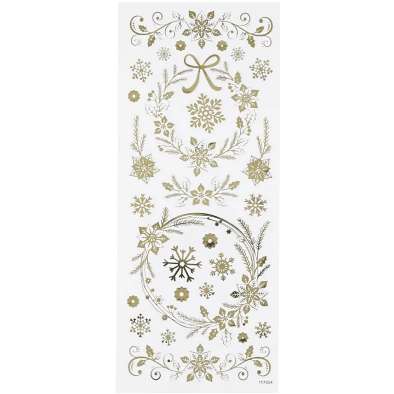 Stickers 1 Ark, Julstjärnor, 10x24 cm, Guld