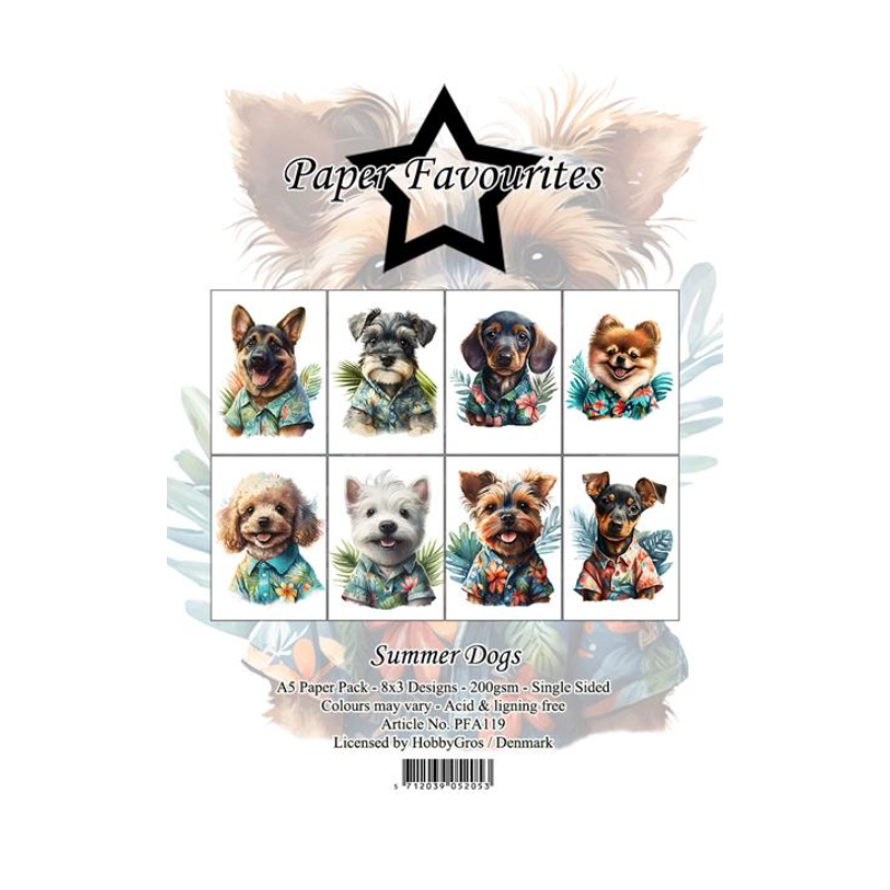 Paper Favourites A5 Paper Pack "Summer Dogs" PFA119