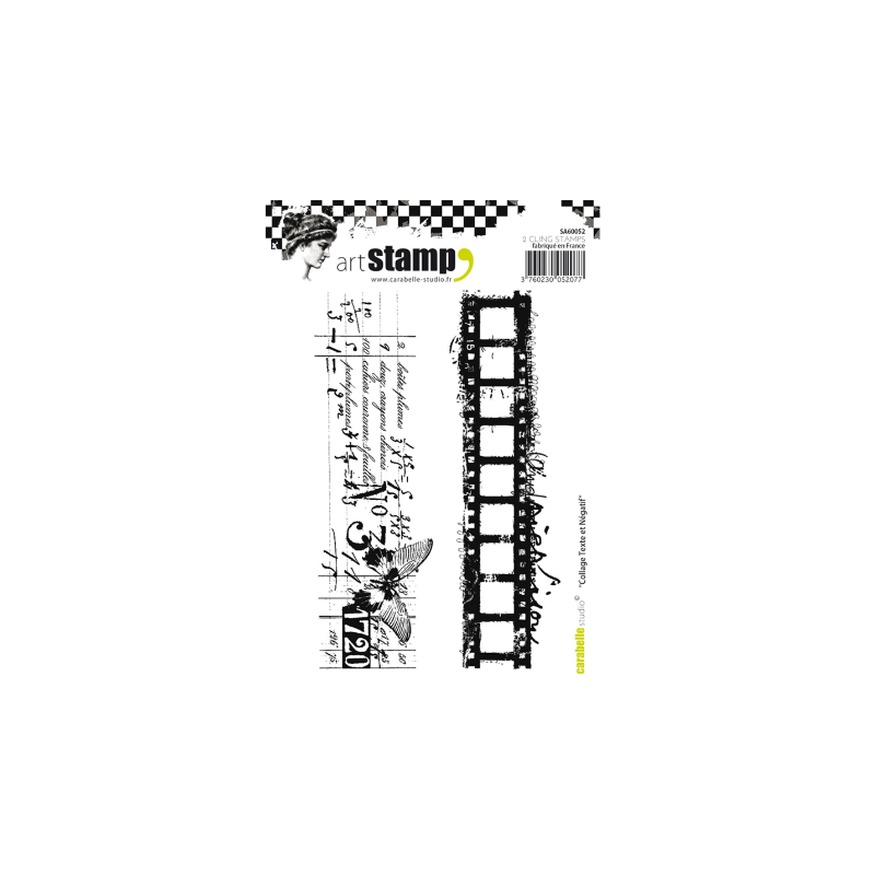 Carabelle Studio • Cling Stamp A6 Collage Text et Negatif