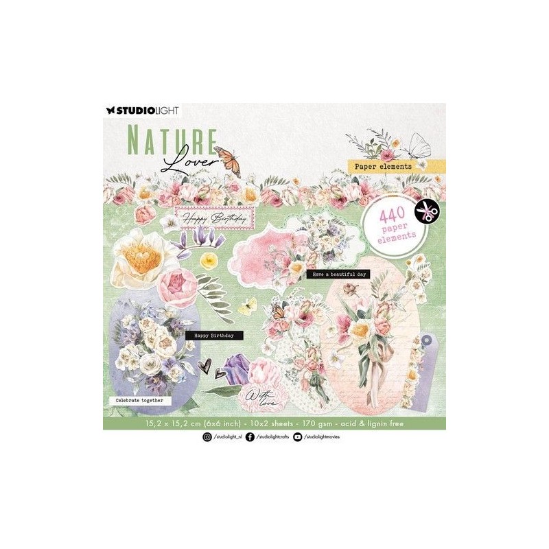 Studio Light Die-cut Paper Pad Paper elements Nature Lover nr.147 SL-NL-DCPP147 152,5x152,5x5mm