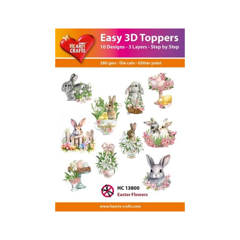 Easy 3D Toppers Utstansade motiv med Glitter/Guld 10 st. HC13800
