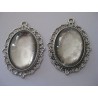 2 st Medaljong med glascabochon 25x18mm