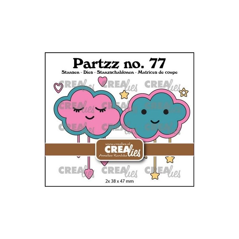 Crealies Partzz Happy Clouds CLPartzz77 2x 38x47 mm