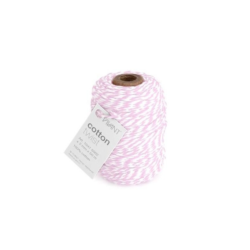 Vivant Cord Cotton Twist rose / white - 50 MT 2MM