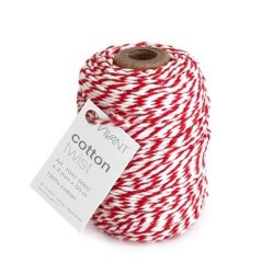 Vivant Cord Cotton Twist red / white - 50 MT 2MM