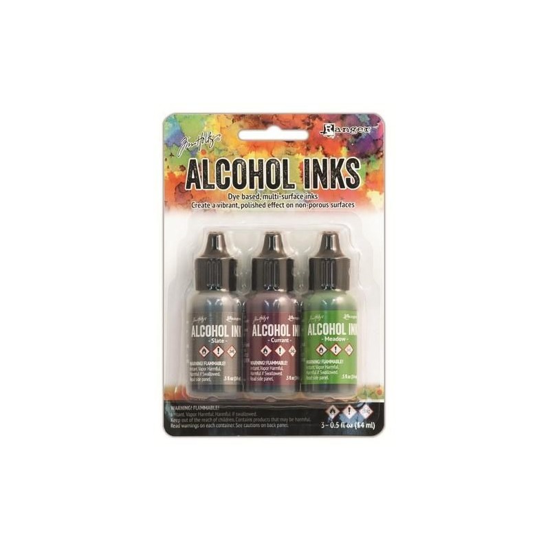 Ranger Alcohol Ink Kits Cottage Path Slate, Current, Meadow Tim20714 Tim Holtz 3x15ml