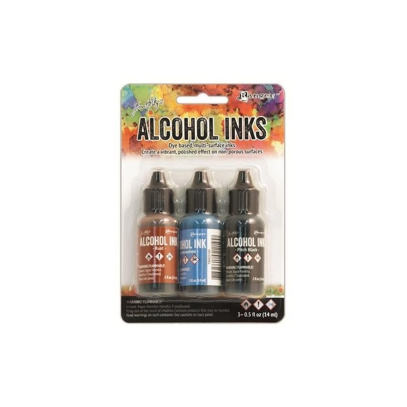 Ranger Alcohol Ink Kits Miners Lantern Rust, Stonewashed, .. Tim20721 Tim Holtz 3x15ml