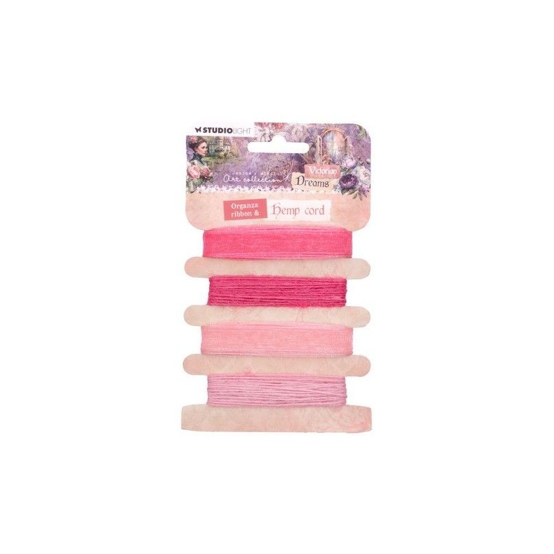 Studio Light Ribbon Organza & hemp - pinks Vict. Dreams nr.06 JMA-VD-RIB06 85x141x10mm