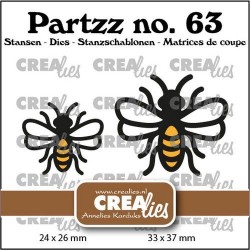 Crealies Partzz Bees small and medium CLPartzz63 24 x 26 mm + 33 x 37 mm