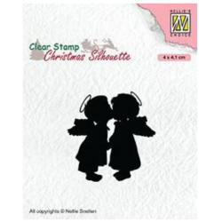 Nellie's Choice • Christmas Silhouettes Clear Stamps Two Kissing Angels