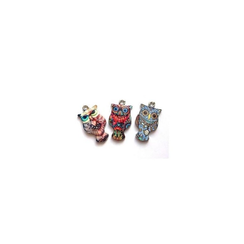 Metal charms Owls 3 pcs 12424-2401 12x23mm