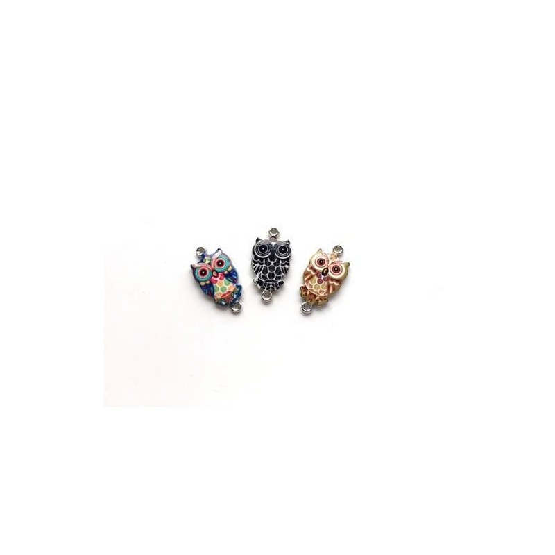 Metal charms Owls 3 pcs 12424-2402 13x26mm