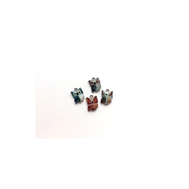 Metal charms Mini Owls 4 pcs 12424-2403 10x15mm