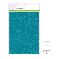 CraftEmotions A4 glitter ark  5 St turquoise 29x21cm 220g